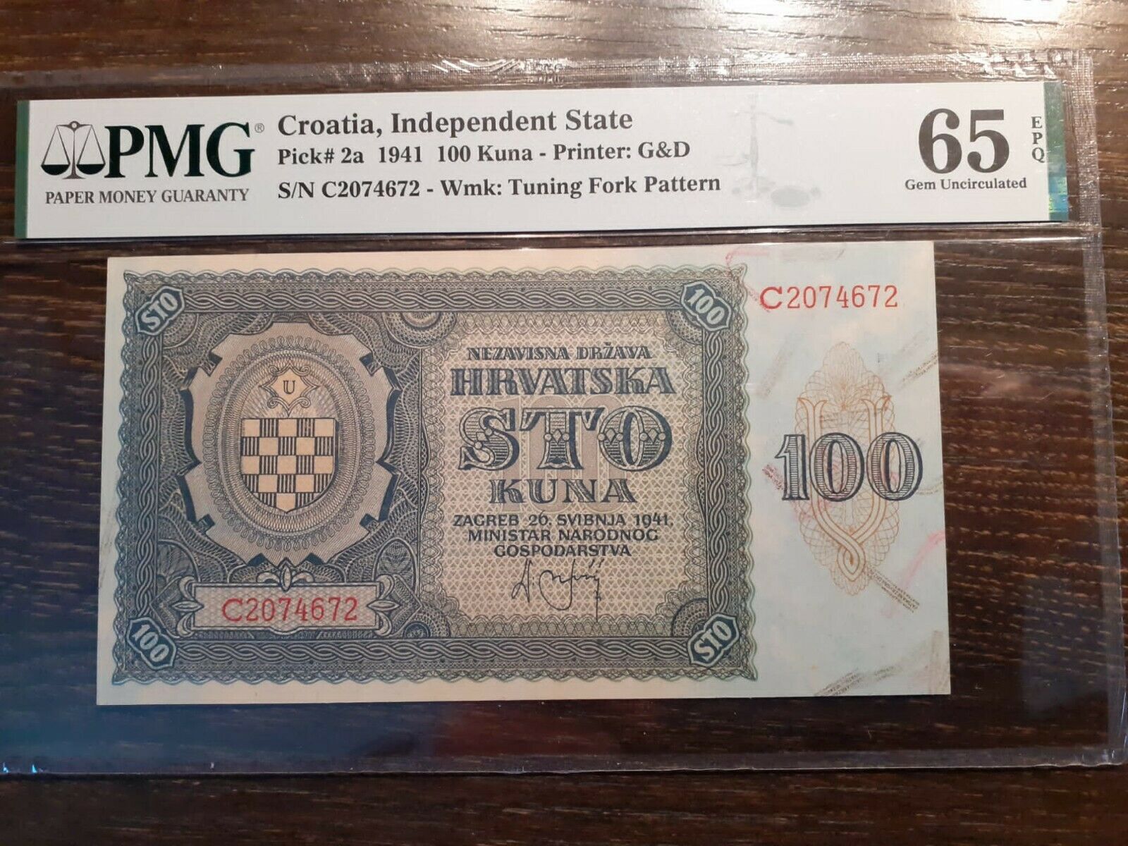 Croatia  100 Kuna 1941 Pmg 65 Epq
