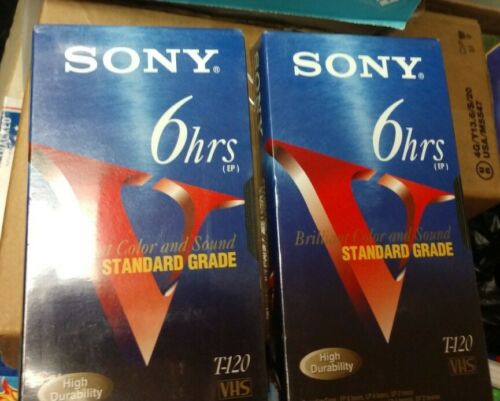 Sony T-120 Vhs Standard Grade Brand New Sealed 2 Blank Tape Lot