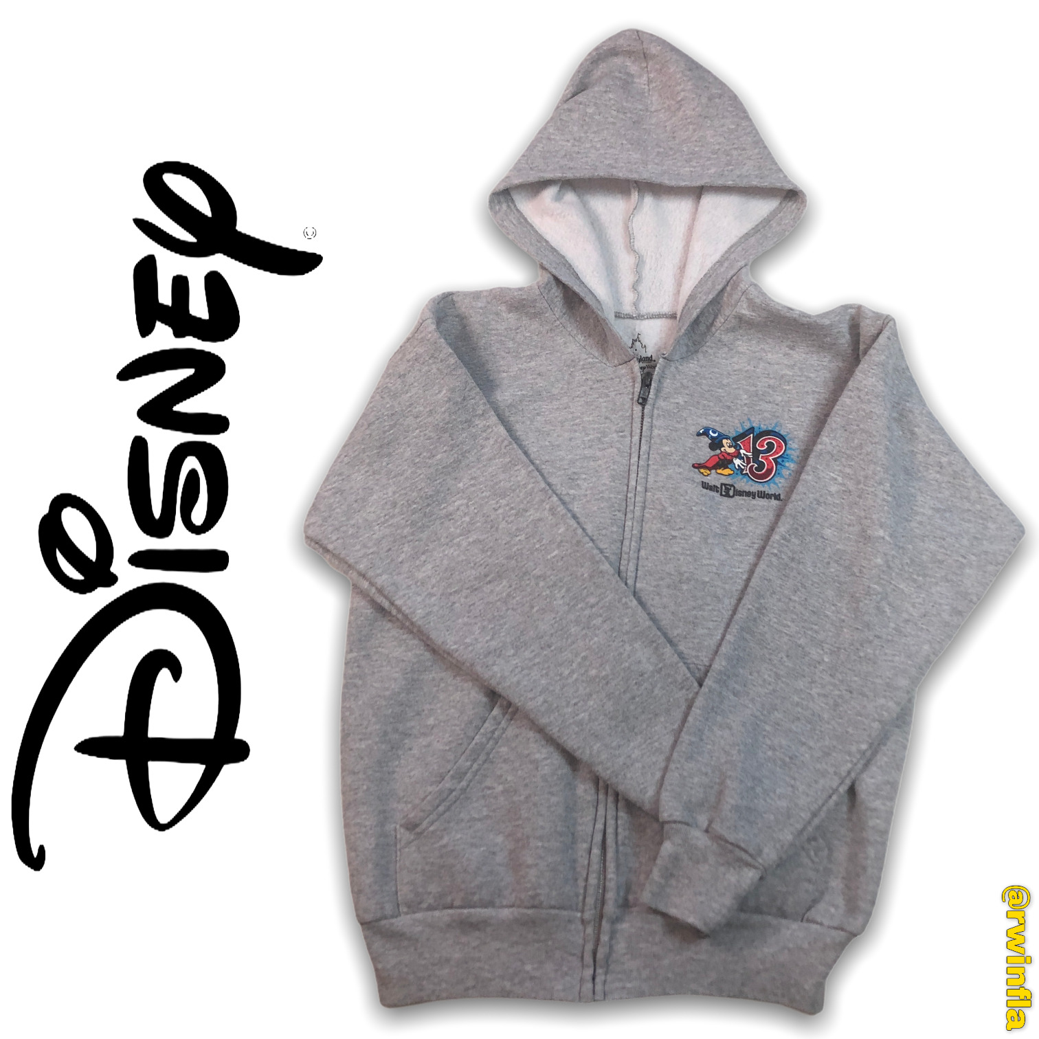 Wdw Disney Park Zip Up Sweatshirt Hoodie Souvenir Youth Euc 2013