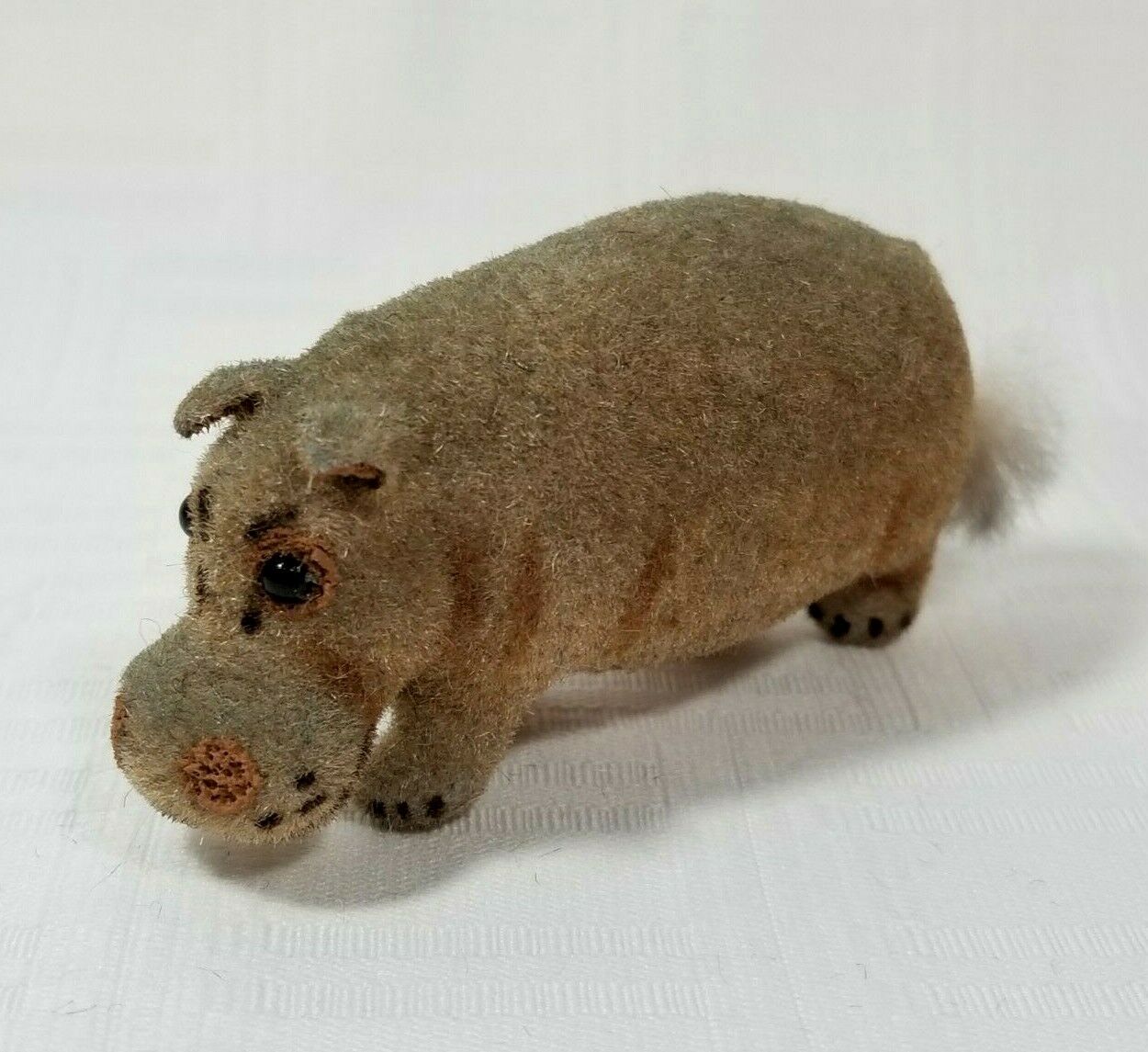 Wagner Kunstlerschutz Hippopotamus Flocked Toy Figurine Germany