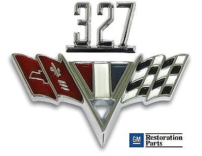 Chevy 327 V-flag Fender Emblem Set ** Chevy Ii, Chevelle, Camaro & Full Size