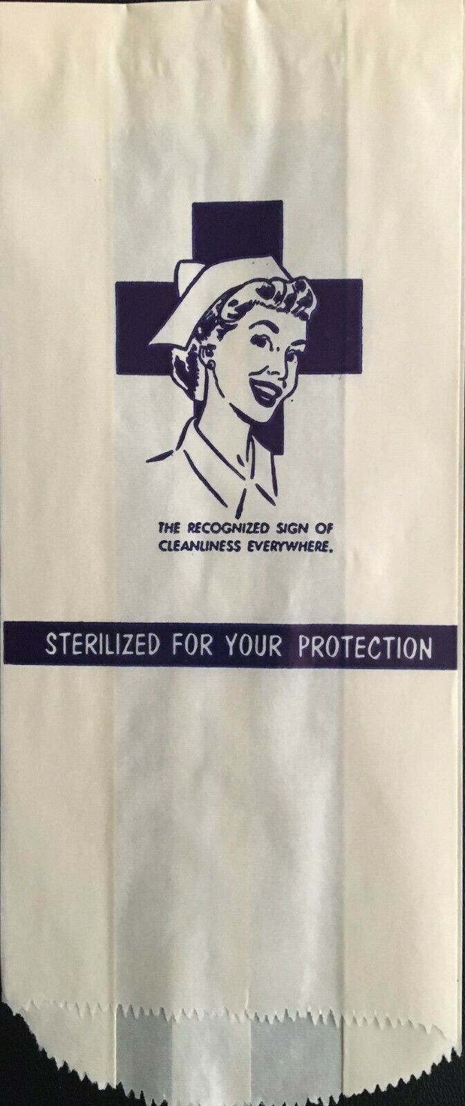1950's Lot Of Six (6) Large Sterilization Bags Nurse Pictured On Bag - "nos"