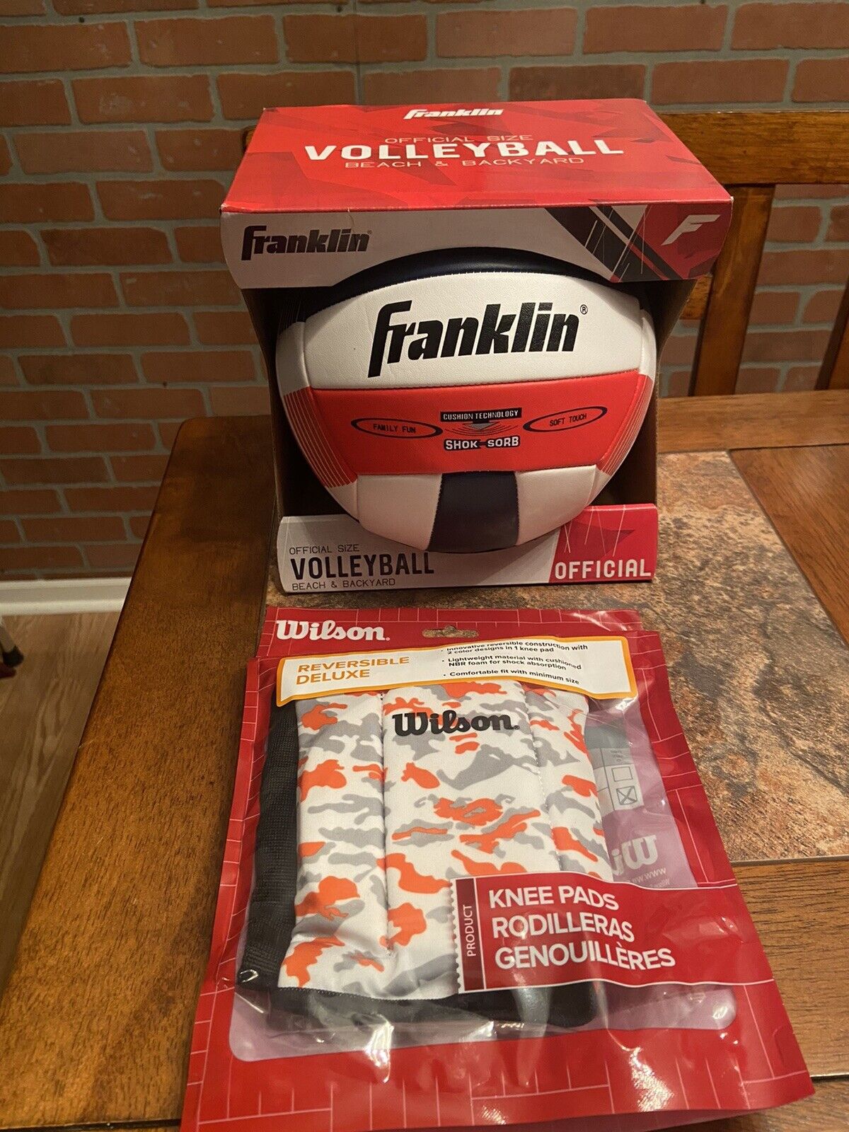 Franklin Official Volleyball & 1 Pair Of Wilson Reversible Junior Knee Pads
