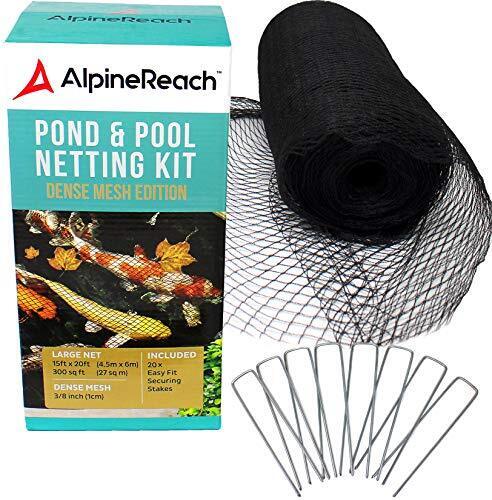 Alpinereach Koi Pond Netting Kit 15 X 20 Feet - 20 Steel Staples Heavy Duty