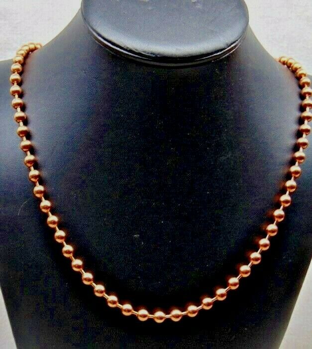 100% Copper Ball Chain Necklace 6.3mm Bead ~ #13 Size Various Lengths W/ Clasp
