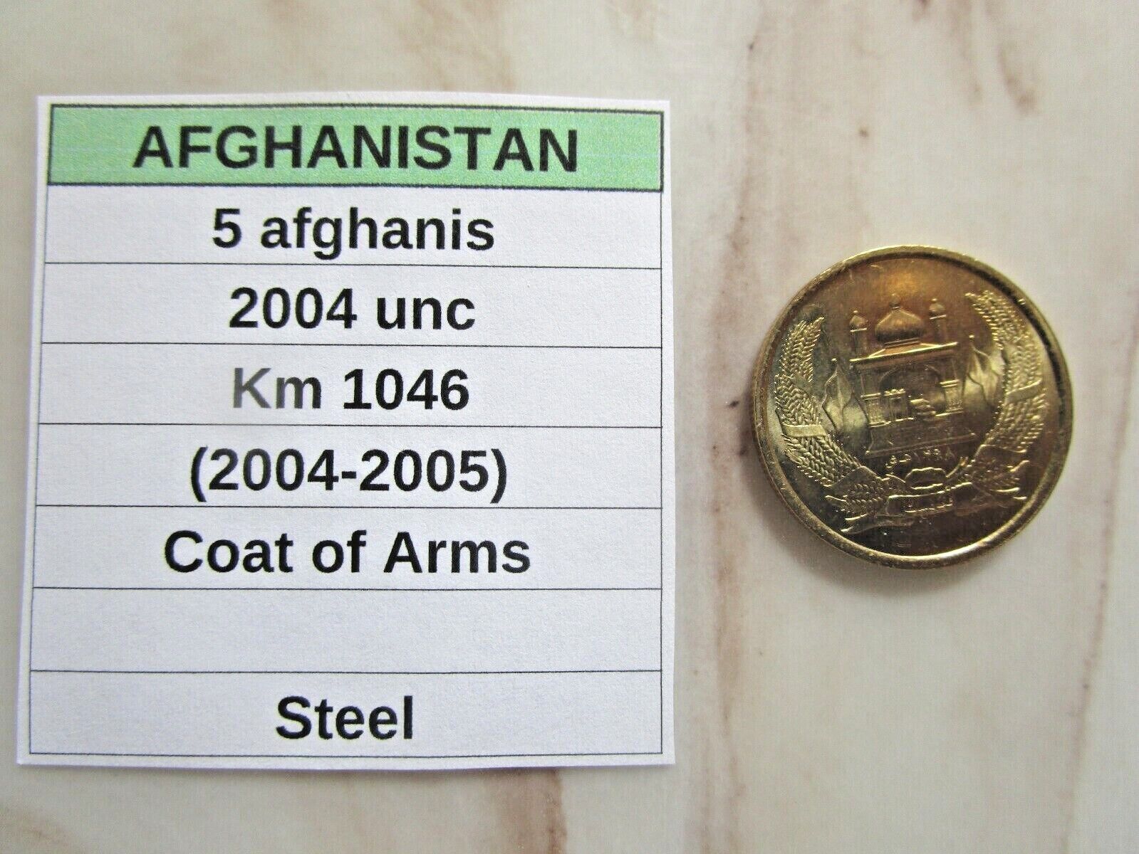 Afghanistan, 5 Afghanis, 2004  Unc, Km 1046 (2004-2005)