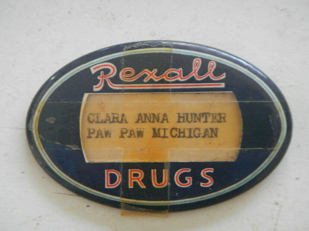 Vintage Rexall Drug Store Metal Store Employee Name Badge U.s.a.