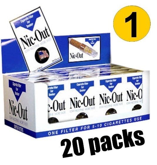 Nic Out 20 Pack Cigarette Filters 600 Tips Fiter Out Tar & Nic Free Shipping