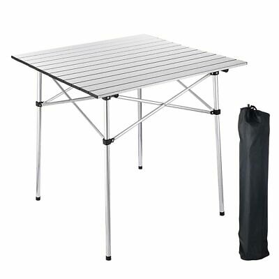 Portable Folding Aluminum Roll Up Table Lightweight Outdoor Camping Picnic + Bag