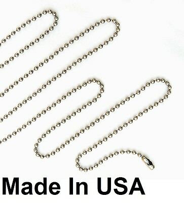 Lot Of 100 Ballchain Necklaces Nickel Plated Ball Chain 24" 2.4mm Made In Usa