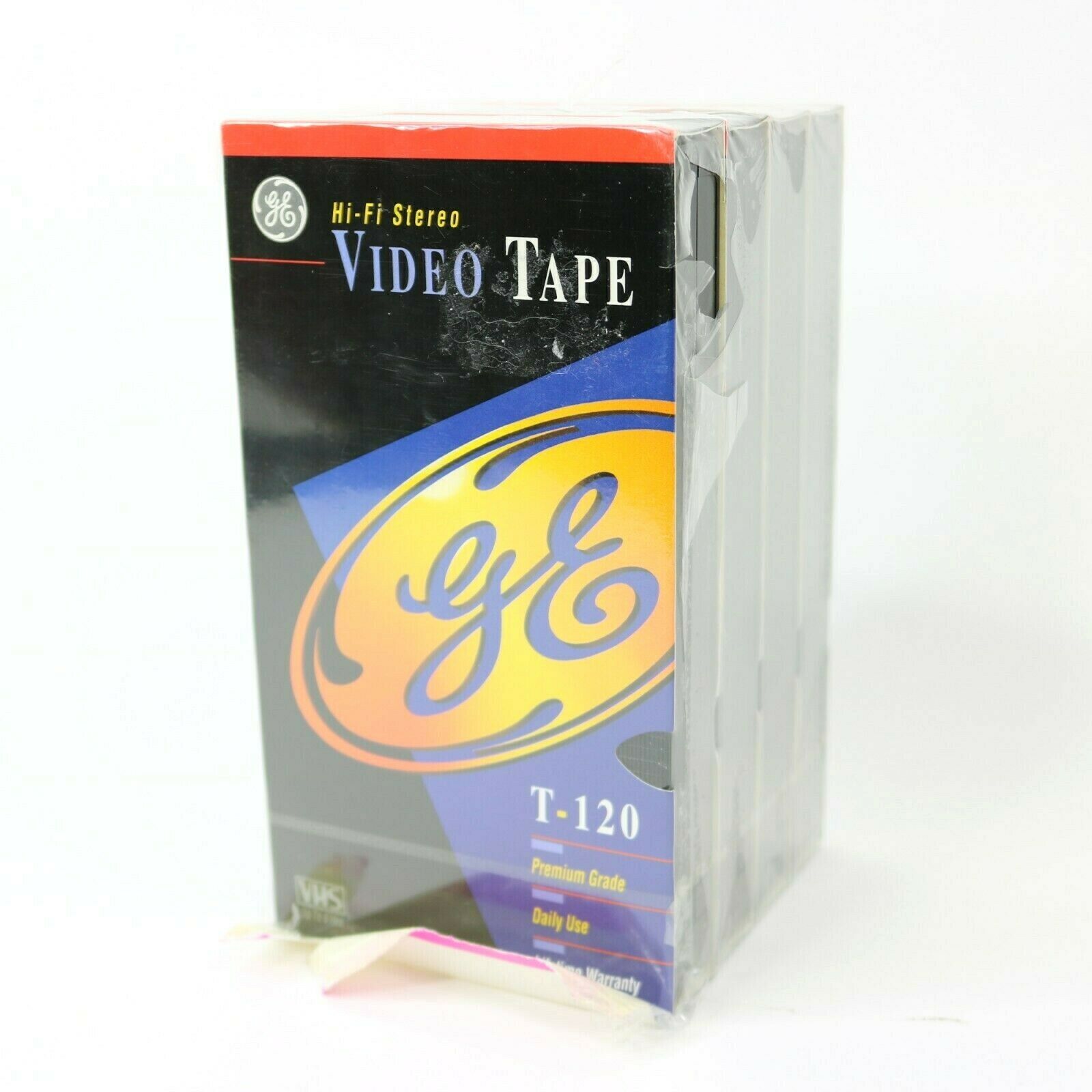 4 Blank Vhs Tapes Ge T-120 Premium Grade Hi Fi Stereo 6 Hours Video Tape Lot Set