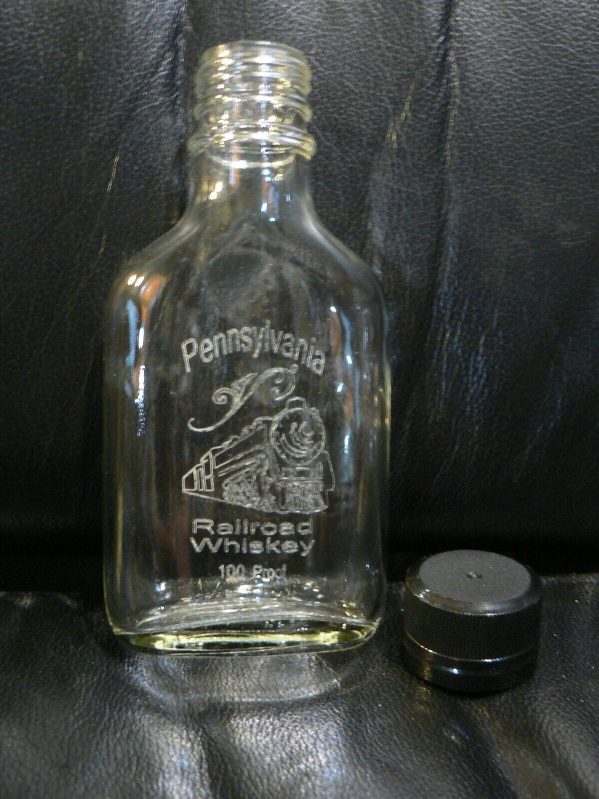 Custom Carved/engraved 1/4 Pint Glass Flask Railroad Whiskey Artist K.smith