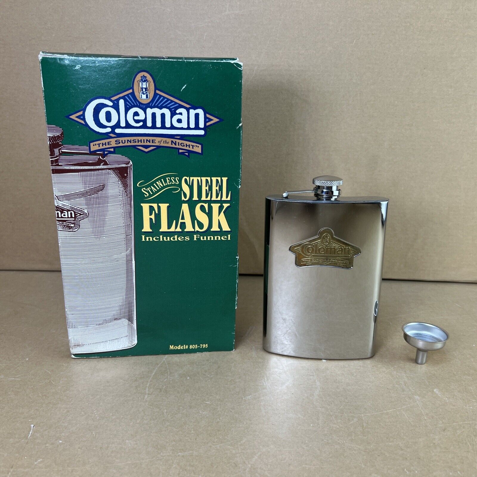 Vintage Coleman “the Sunshine Of The Night” Stainless Steel Flask With Box