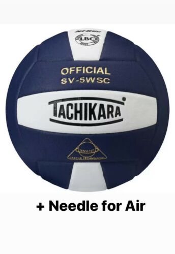 Tachikara Sv-5wsc Nfhs Composite Leather Volleyball White/navy + Needle For Air