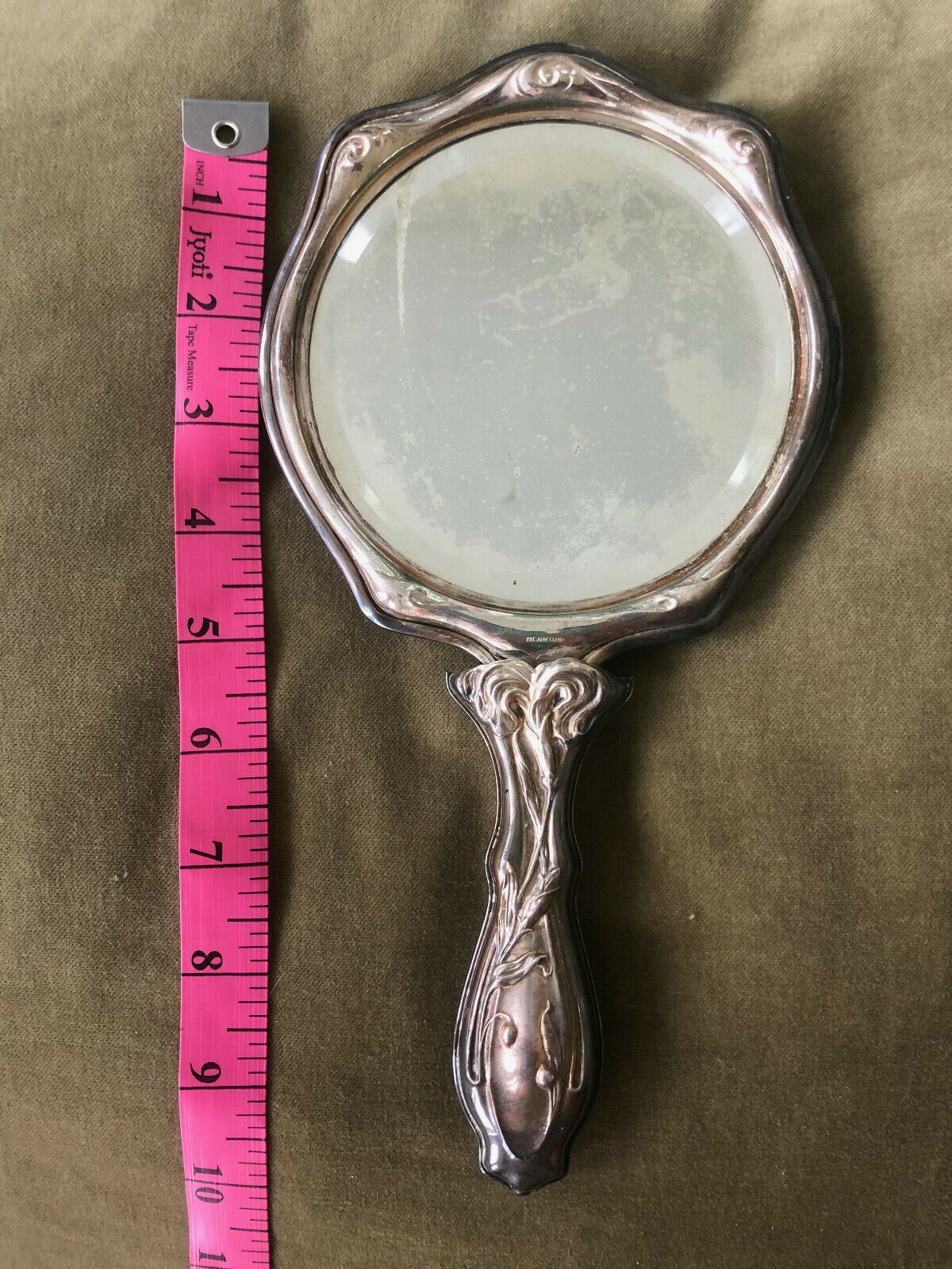 Art Nouveau Vintage Silver Handheld Mirror