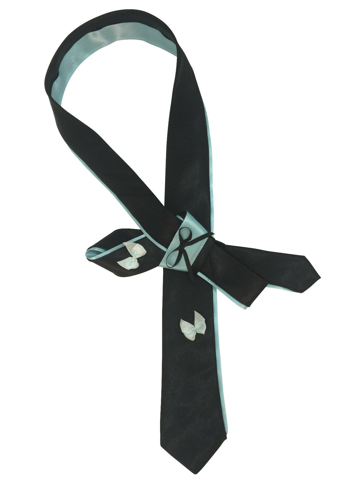 Sales -20% Tie Women's. Italy. Collar, Necklace, Necktie. Hand-made. Gift. Black