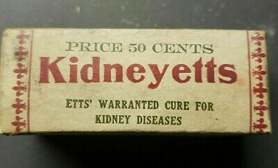 Vintage Dr. Etts Drug Co Chicago Pharmacy Kidneyetts Pill Box 1906