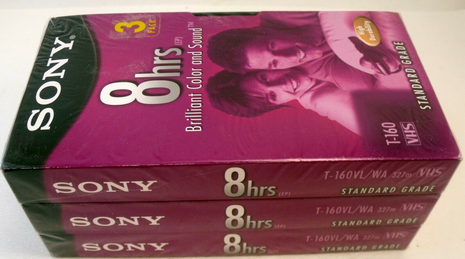 3 Pack Sony T-160vl/wa Vhs Blank Video Tapes 8 Hour Brand New Sealed Nos