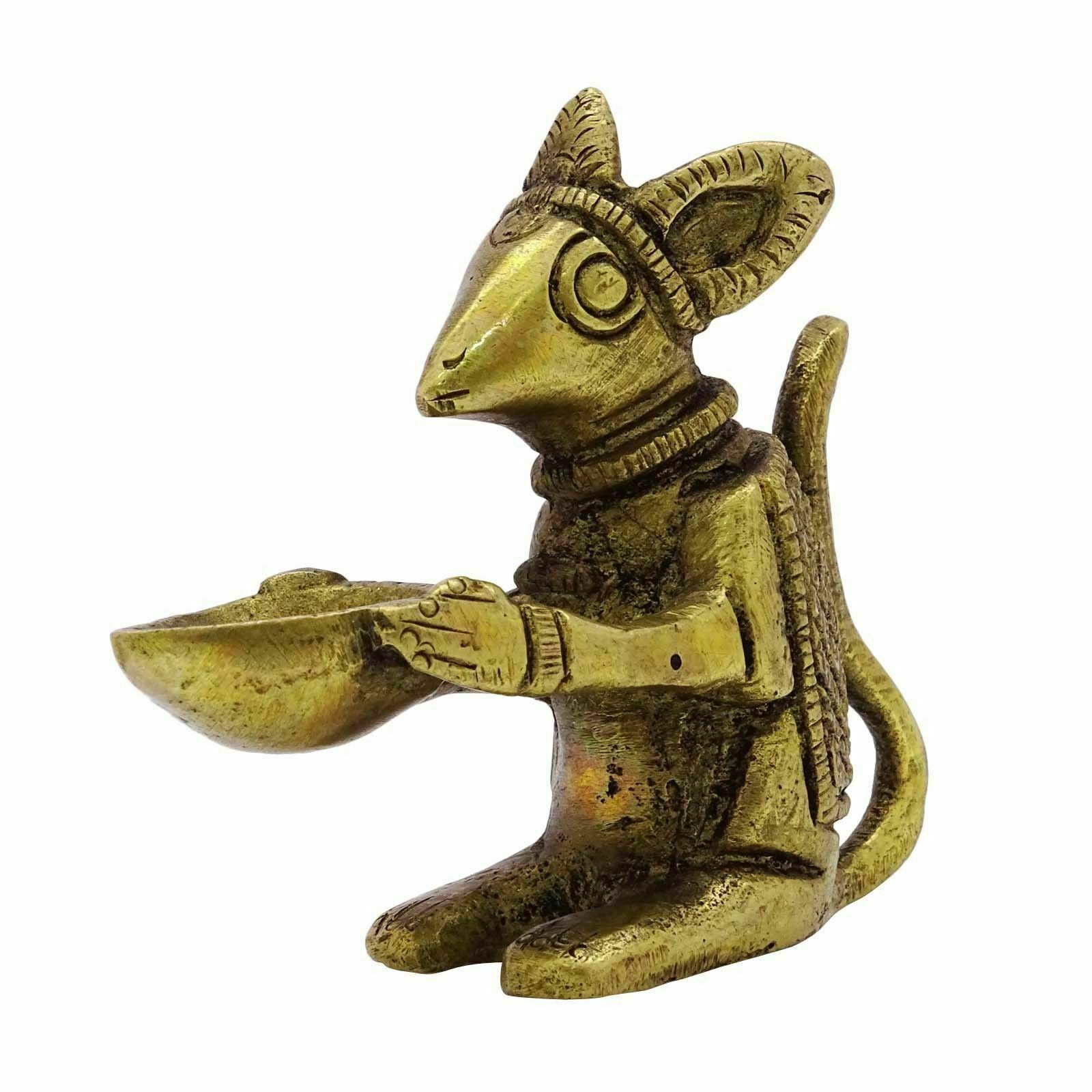 Mouse Rat Vehicle For Elephant God Ganesha Brass Thai Amulet Magic Rat Statue R1