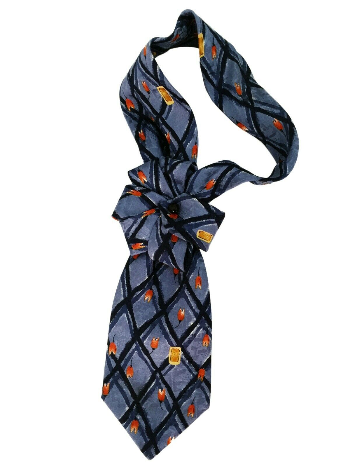 Tie Women's Silk 100% Italy. Collar Necklace Necktie Cravat Hand-made Brooch