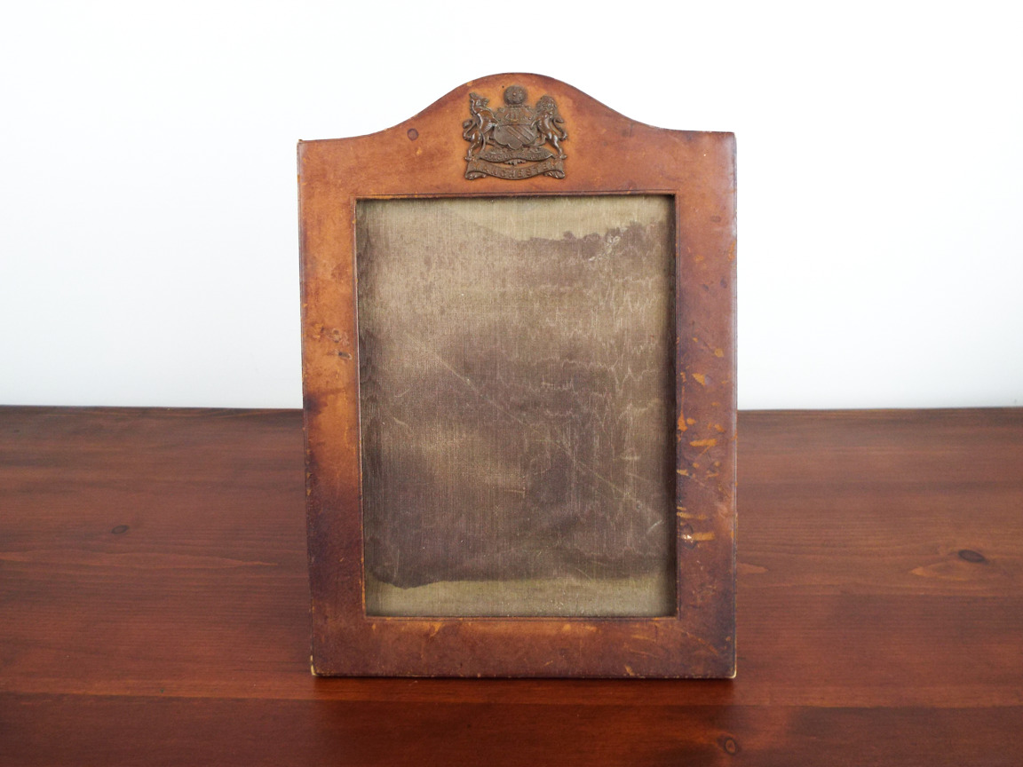 Antique Ww1 English Manchester United Military Leather Picture Photo Frame 1900