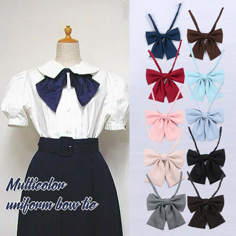 Cute Japanese School Girls Jk Uniform Bow Tie Pure Colors Lolita Necktie Cosplay