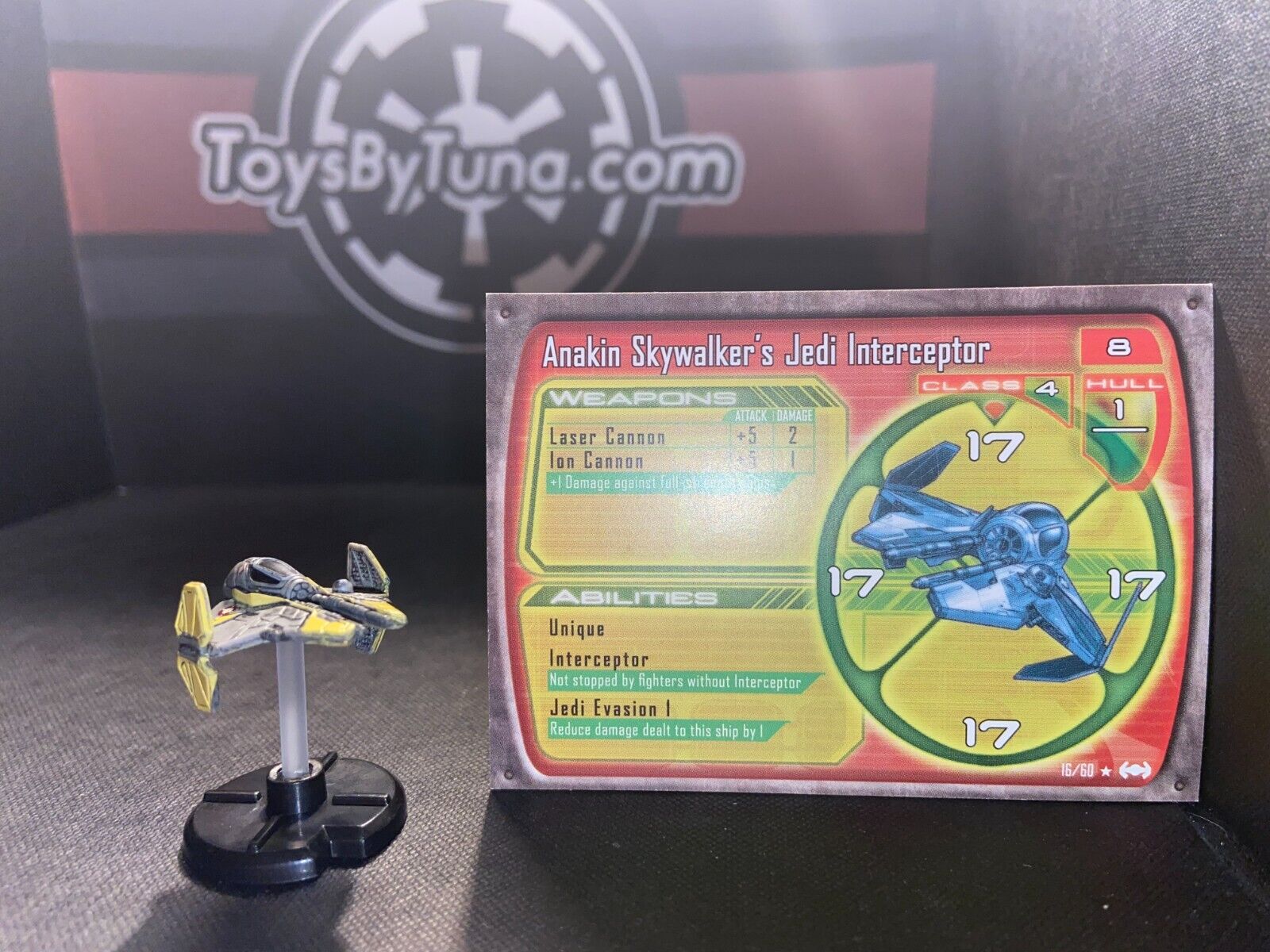 Star War Miniatures Starship Battles Anakin Skywalker's Jedi Interceptor W/card