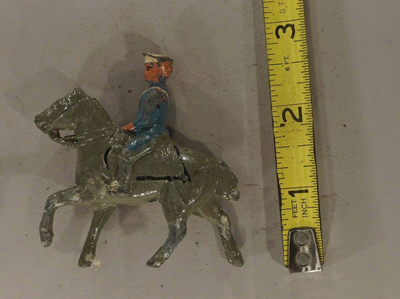 Original Vintage Antique Toy Rider On Horse  Lead Figure (inventory No. 9244)