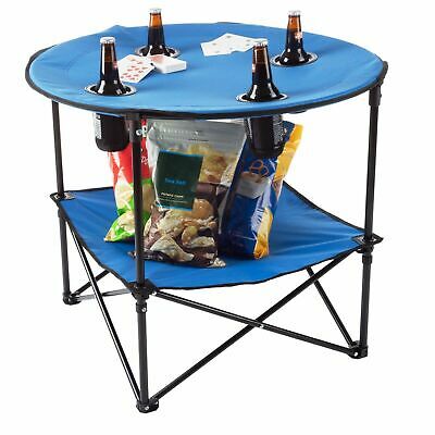 Camping Table Folding Portable 4 Cupholders Carry Bag Picnics Beach Events