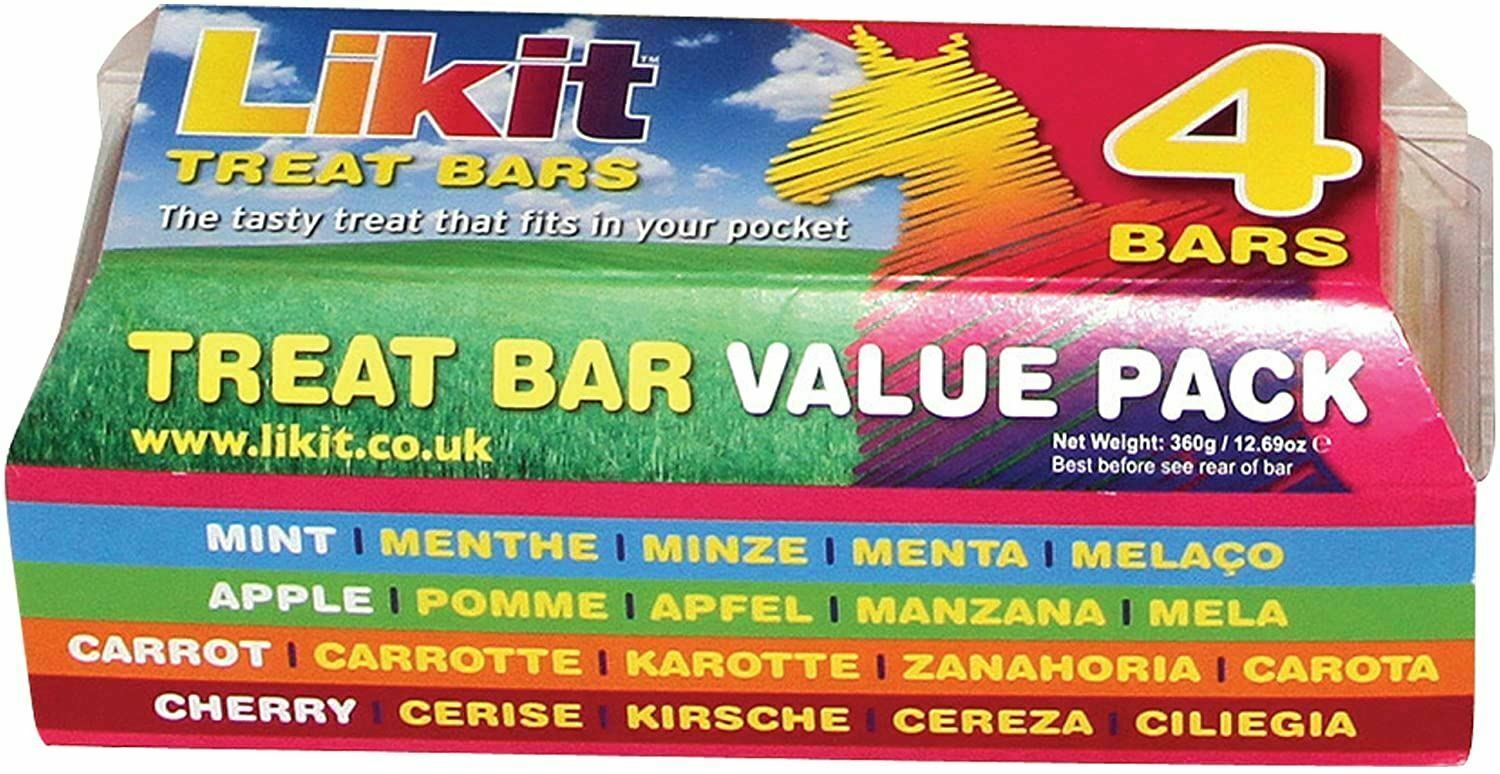Licit Horse Treat Bar With Cherry Apple Mint Carrot Resealable Pack Of 4