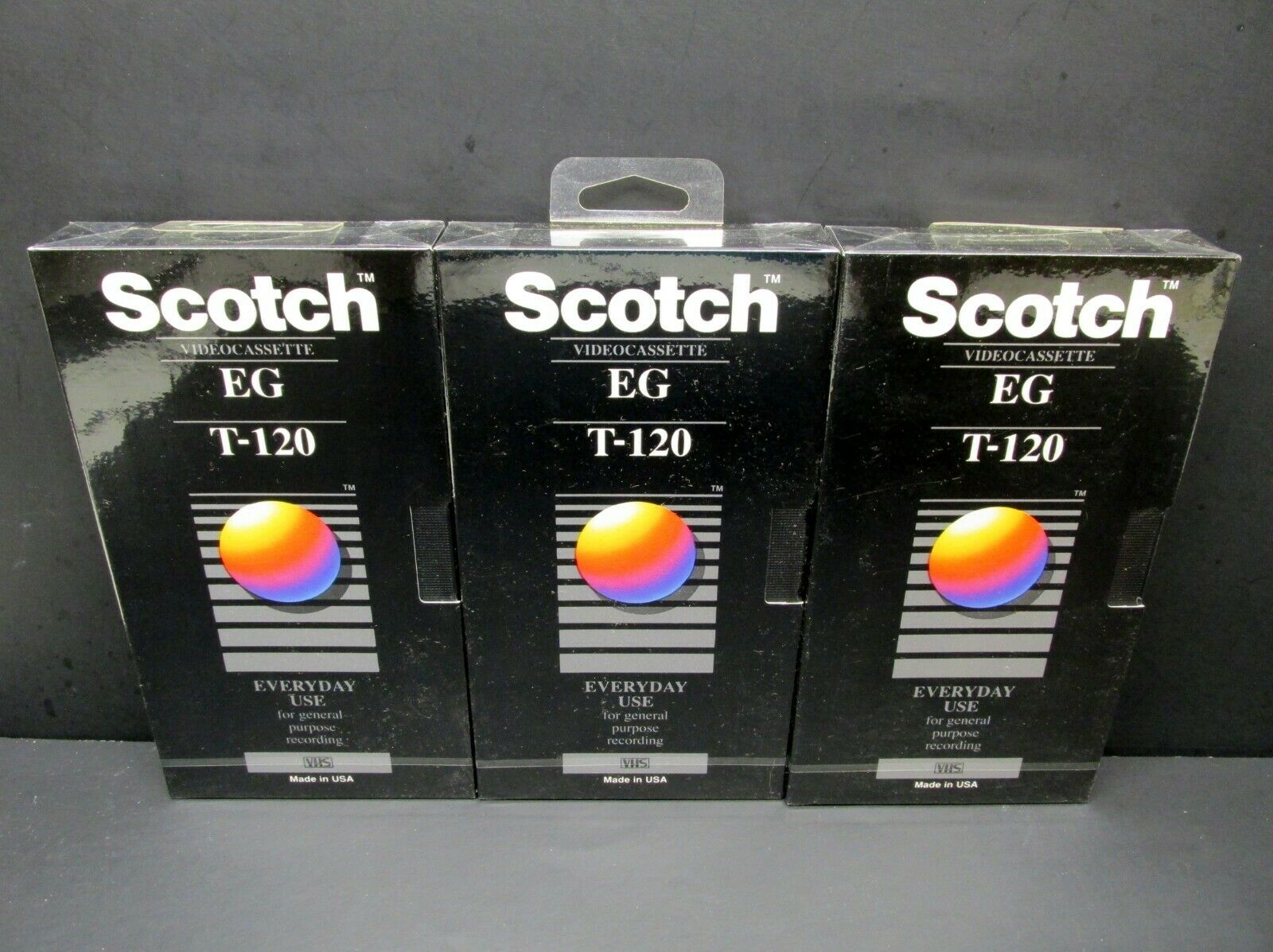 3 Scotch Eg T-120 6 Hour Blank Vhs Tapes, New & Sealed, Lot Of 3
