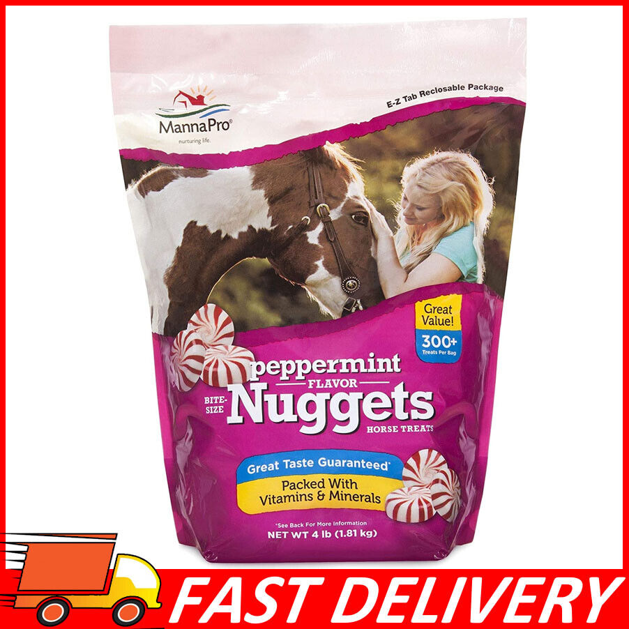 Manna Pro Peppermint Flavored Nuggets Horse Treats W/ Vitamins & Minerals, 4lb