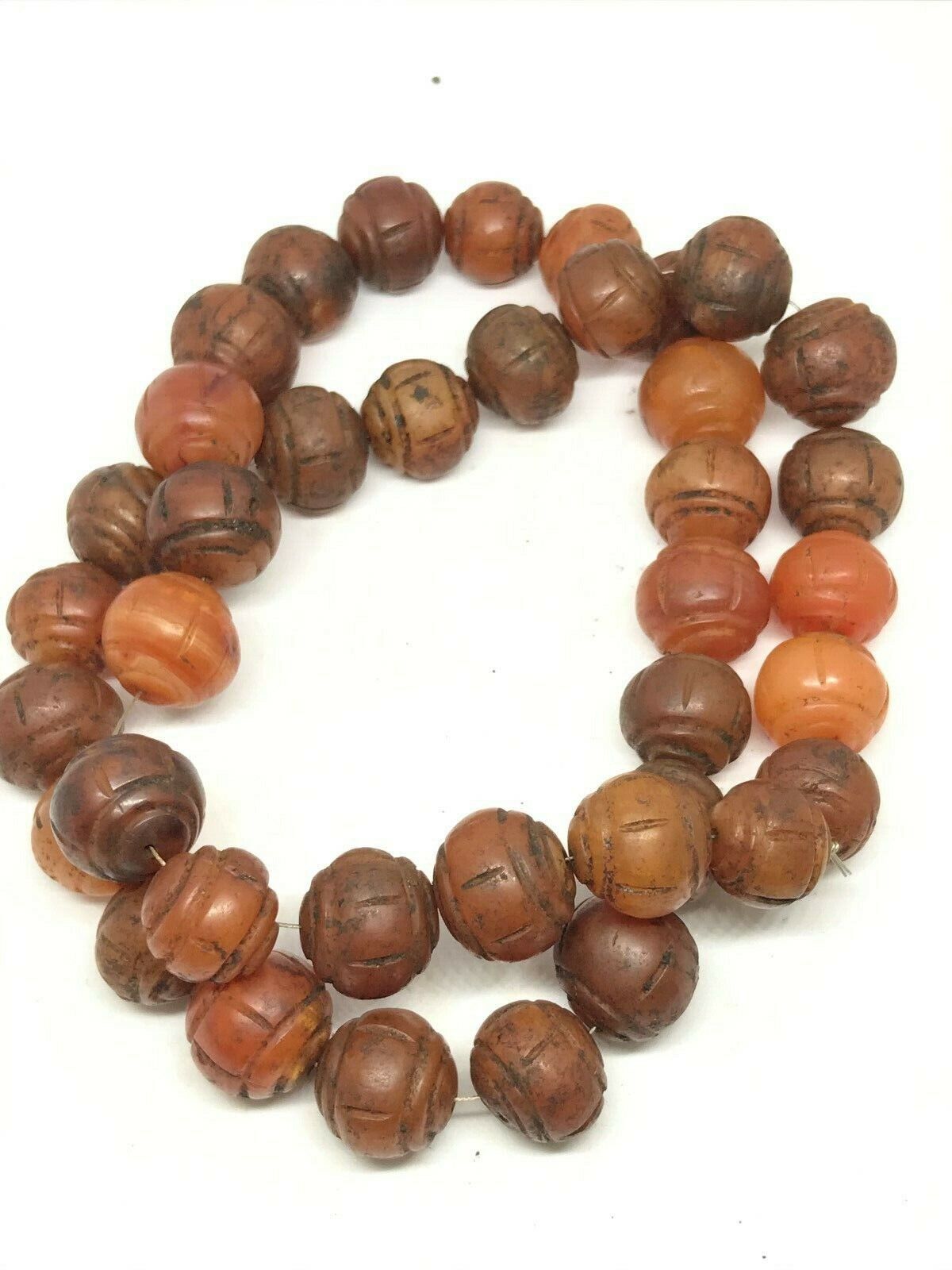 Nepalese Himalayan Collection Of Vintage Antique Style Carnelian Old Beads Lot