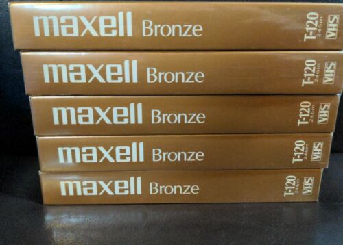 New Maxell Blank Vhs Bronze Standard Quality T-120 6 Hour Vhs Tape  Lot Of 5