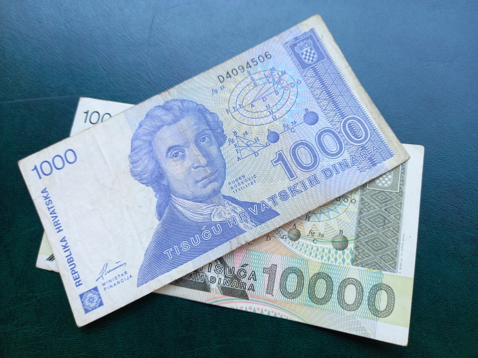 Croatia 100 & 10000 Dinara  1991/1992