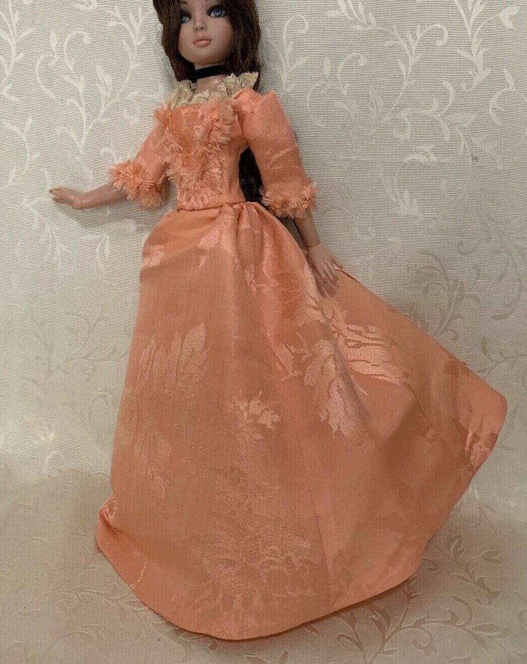 Two Piece Brocade Gown Of Vintage Materials For Tonner Ellowyne Wilde Doll