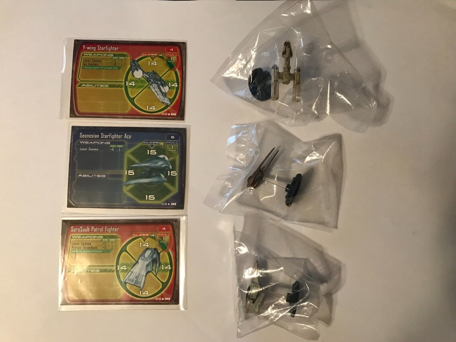 Lot Of 3 Star Wars Starship Battles Miniatures, Sealed With Card
