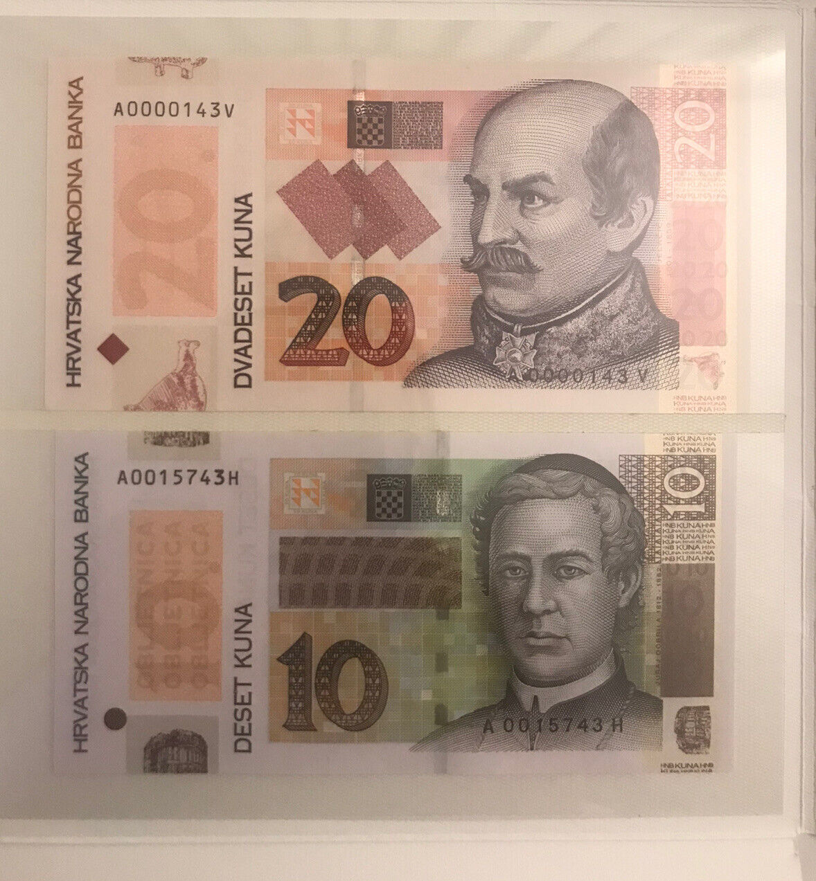 Croatia 10 - 20 Kuna 2 Pcs Banknote Set 2004 & 2014 Unc Commemorative