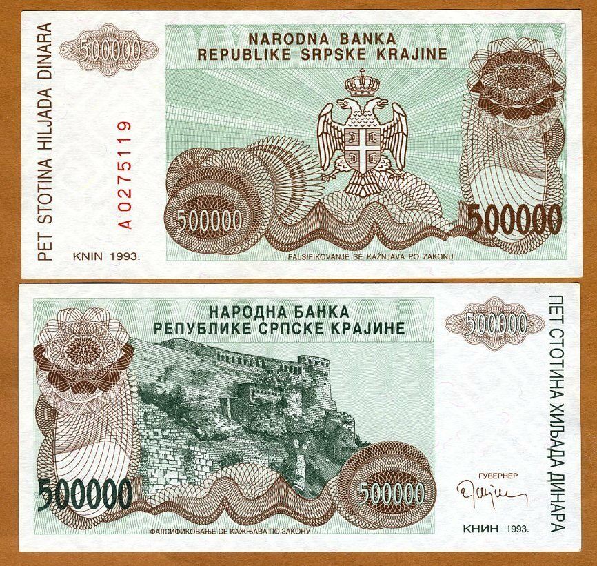 Croatia, Knin 500,000 Dinara, 1993, P-r23, Unc