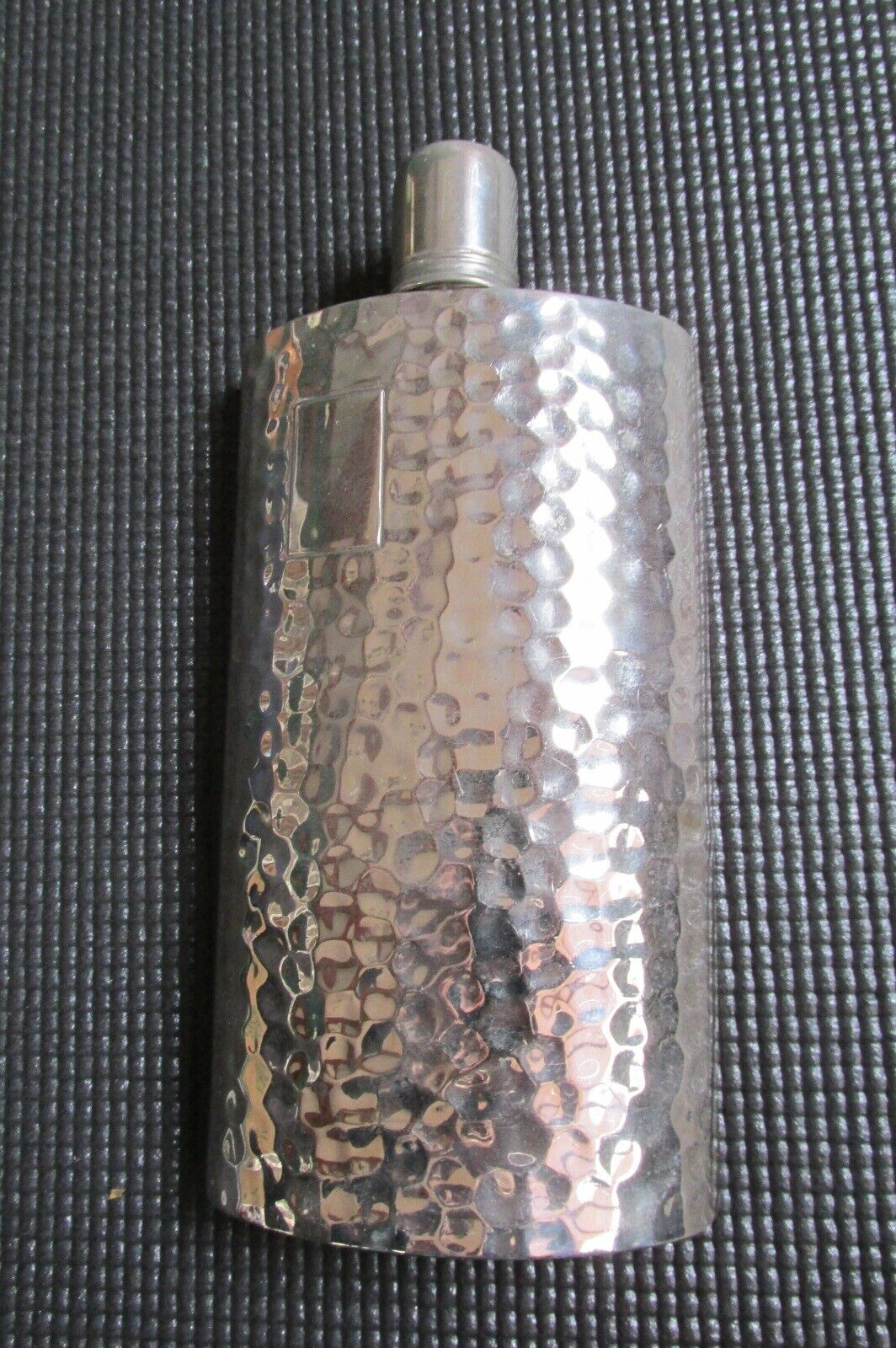 Vintage Stainless Steel Hammered 12 Oz Flask With Screw-on Lid