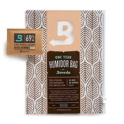 Boveda Medium Humidor Bag W/69% Rh 2-way Humidity Control | Stores 10-15 Cigars