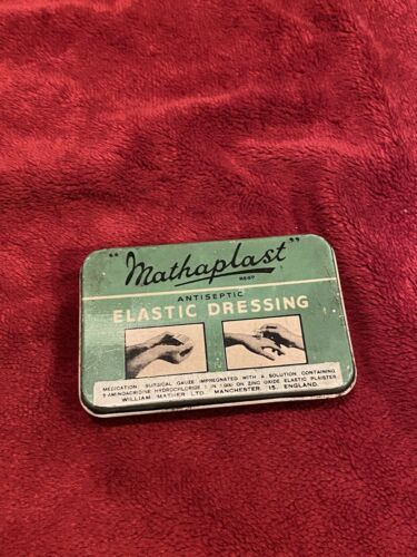 Vintage Mathaplast Elastic Dressing Tin, Made In England, Empty.