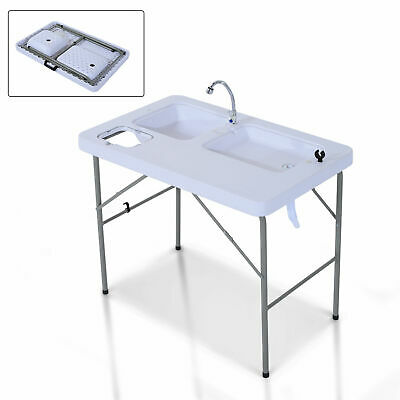 Portable Folding Fish Cleaning Cutting Table Outdoor Camping Kitchen Faucet Sink