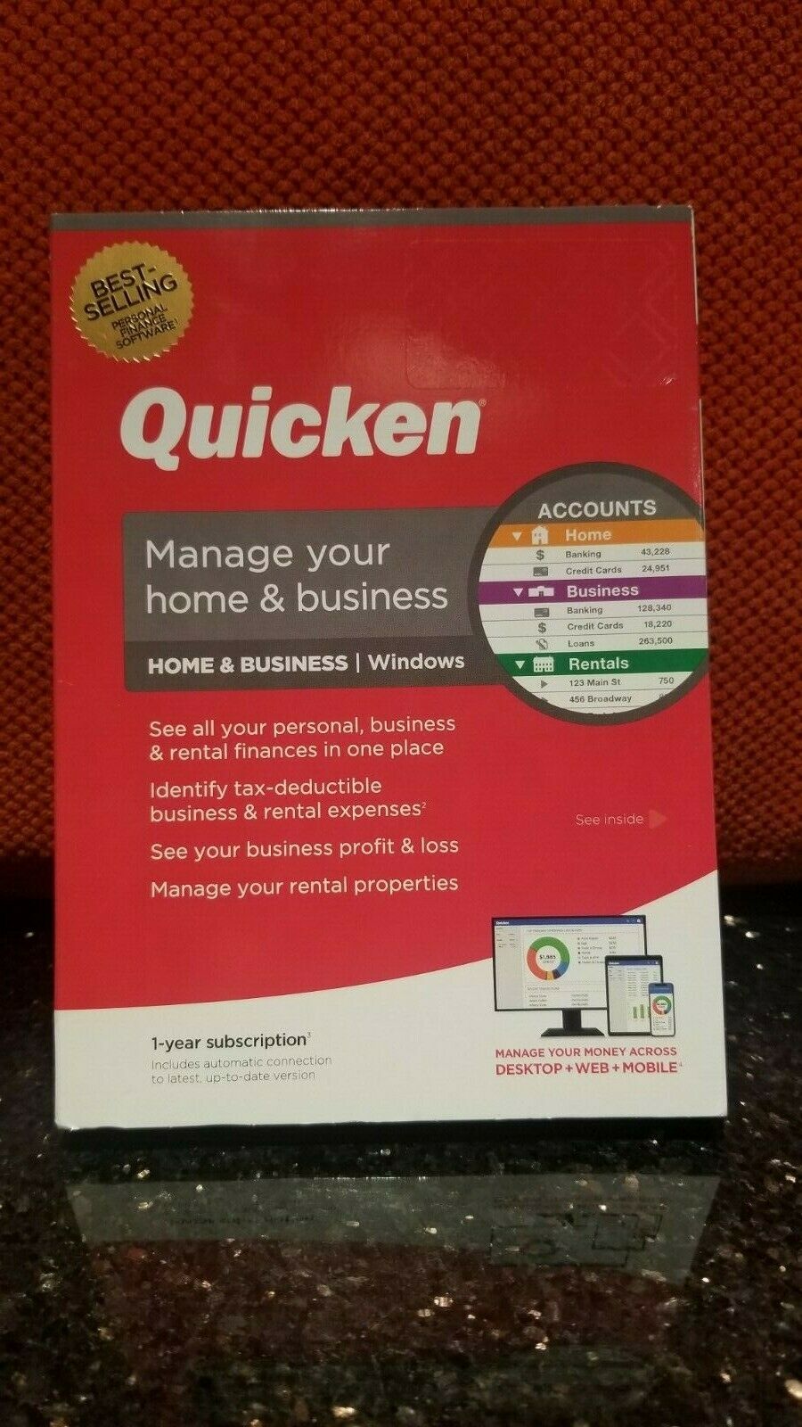 Quicken Manage Your Home & Business 2021 For Windows Cd , 1 Yr Subscription, New