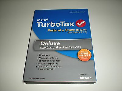 Turbotax 2013 Deluxe. Federal And State + Federal E-file. New In Sealed Box.