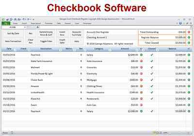 Excel Checkbook Register Spreadsheet Software For Checking, Credit Card Accounts